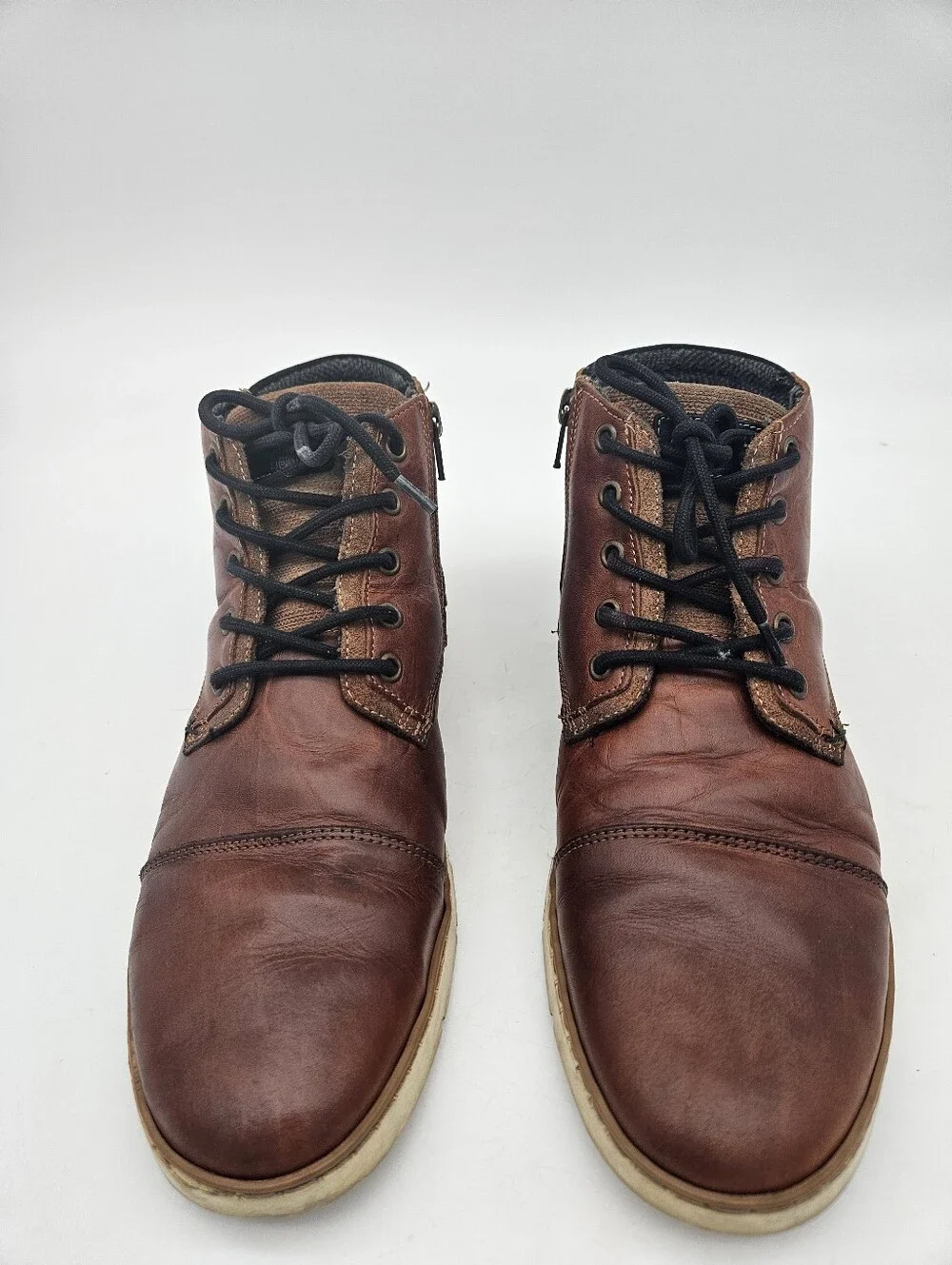 Bullboxer Adyn Chukka Brown Side Zipper Cap Toe Boot Mens Sz 10 made in Portugal